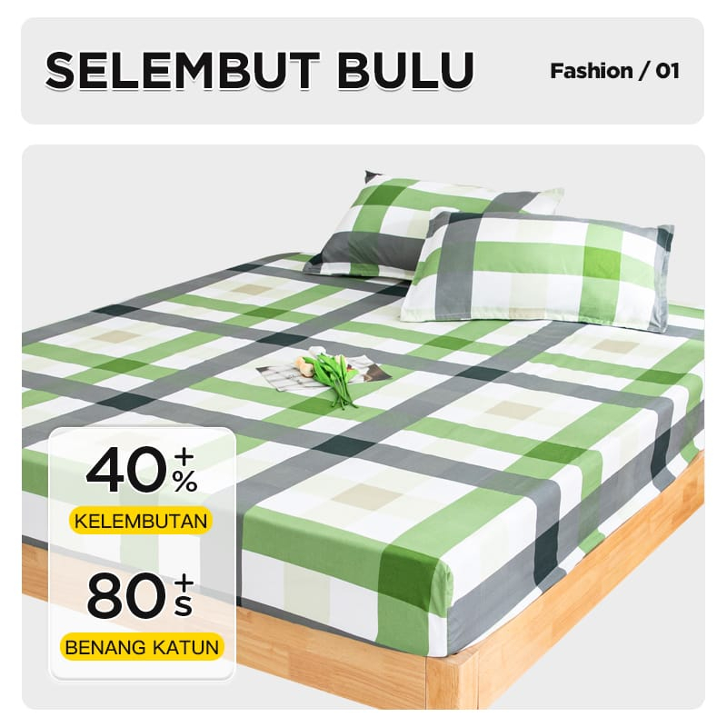 Rumah_kita2020 Sprei set dengan sarung bantal Motif cantik dan asthetic ukuran 180X200X25CM