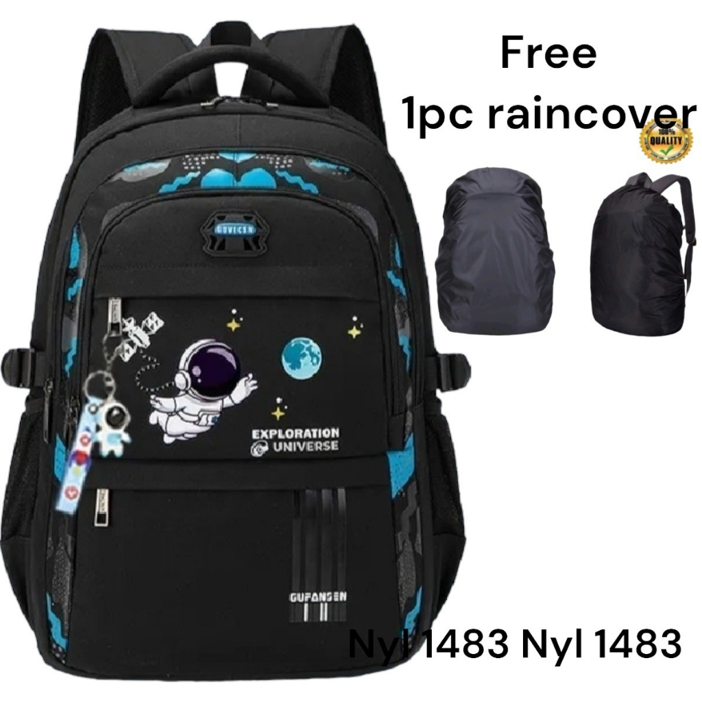 Tas ransel anak sekolah SD SMP Astronot gratis raincover