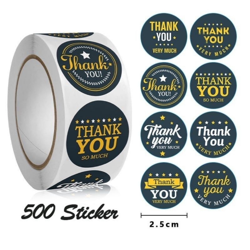 sticker thank you 1 roll isi 500 stiker 2.5cm