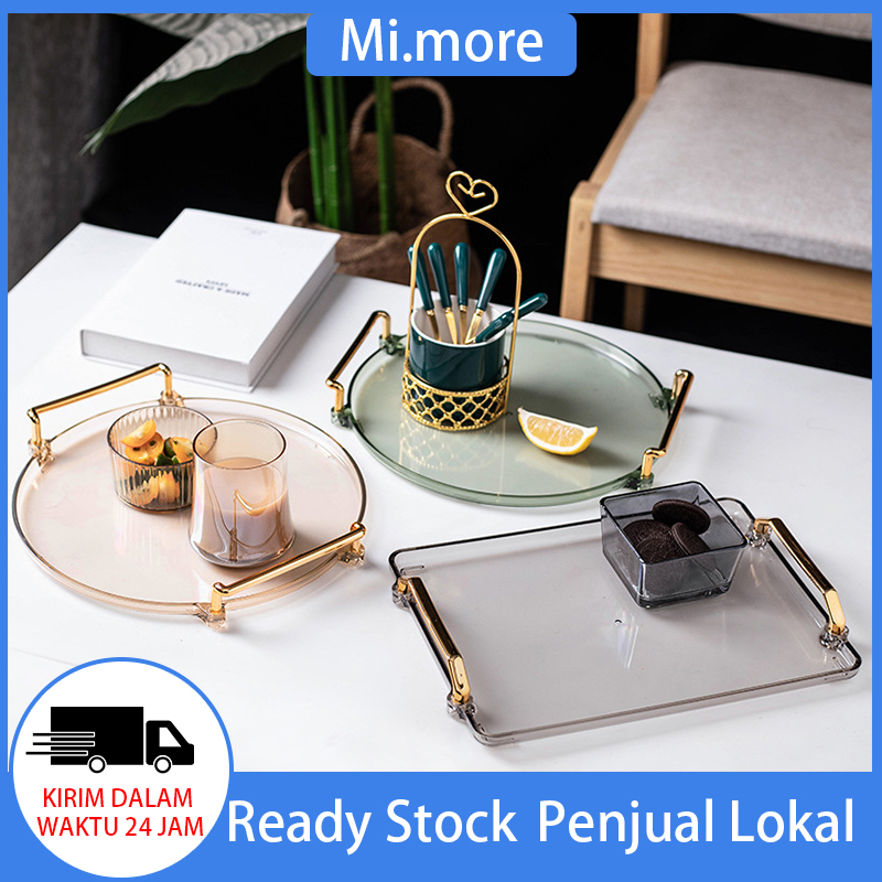 Mi.more Tray Bulat Transparan Amber/ Nampan Transparan / Luxury Tray / Dekorasi Tray/Snack Fruit Tray