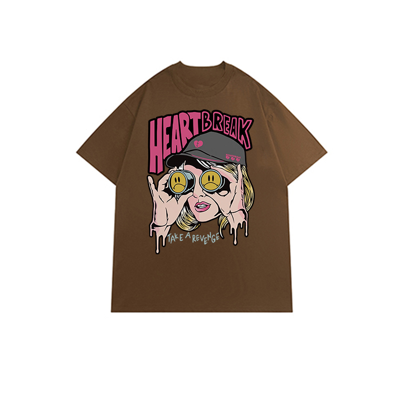 Kaos Lengan Pendek Cream Atasan Wanita Oversize Printed T-shirt Kekinian Korean Style