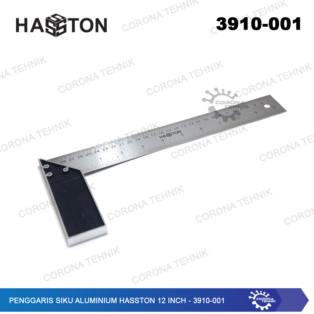 3910-001 - Penggaris Siku Aluminium Hasston 12 Inch