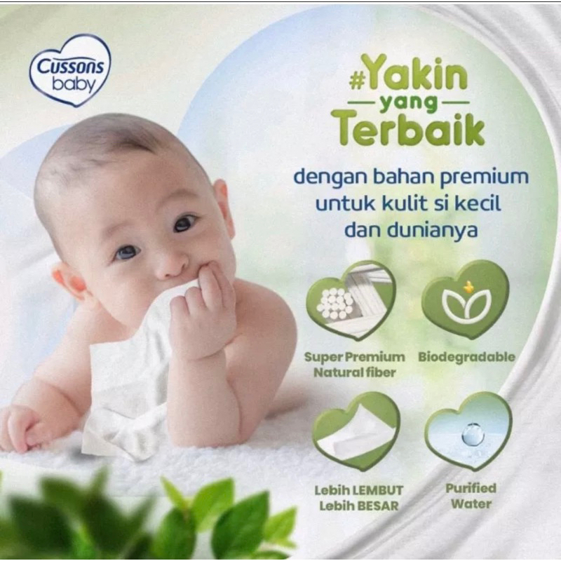 Cussons Baby Sensitive Wipes Baby / Tissue Basah Bayi / Tissu Basah Bayi - Cussons Tisu Basah Sensitif Newborn Organic Olive Oil Premium Pure Water 45S