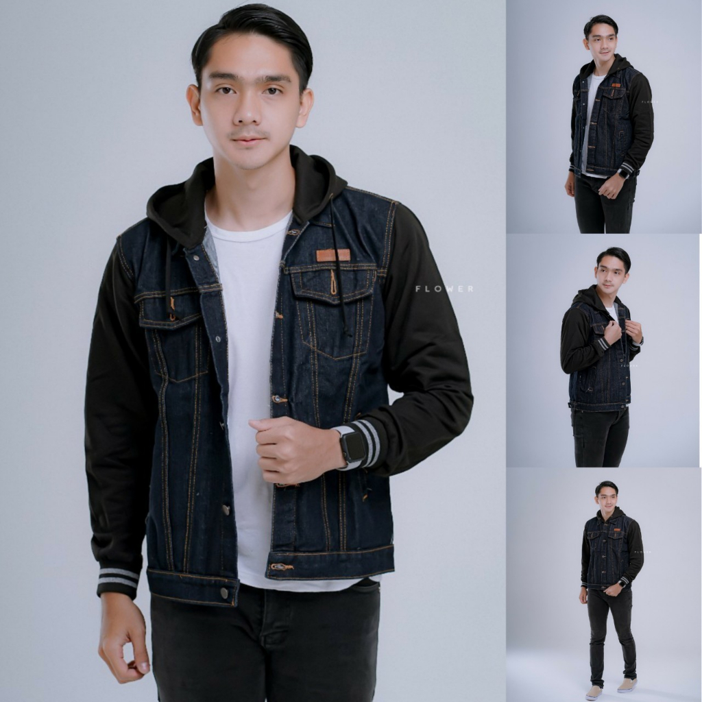 JAKET JEANS SI BOY SIZE M L XL - JAKET REGLAN JEANS - JAKET JEANS HOODIE PRIA - JAKET JEANS BLUEBLACK HOODIE - JAKET HOODIE JEANS PRIA - JAKET DILAN