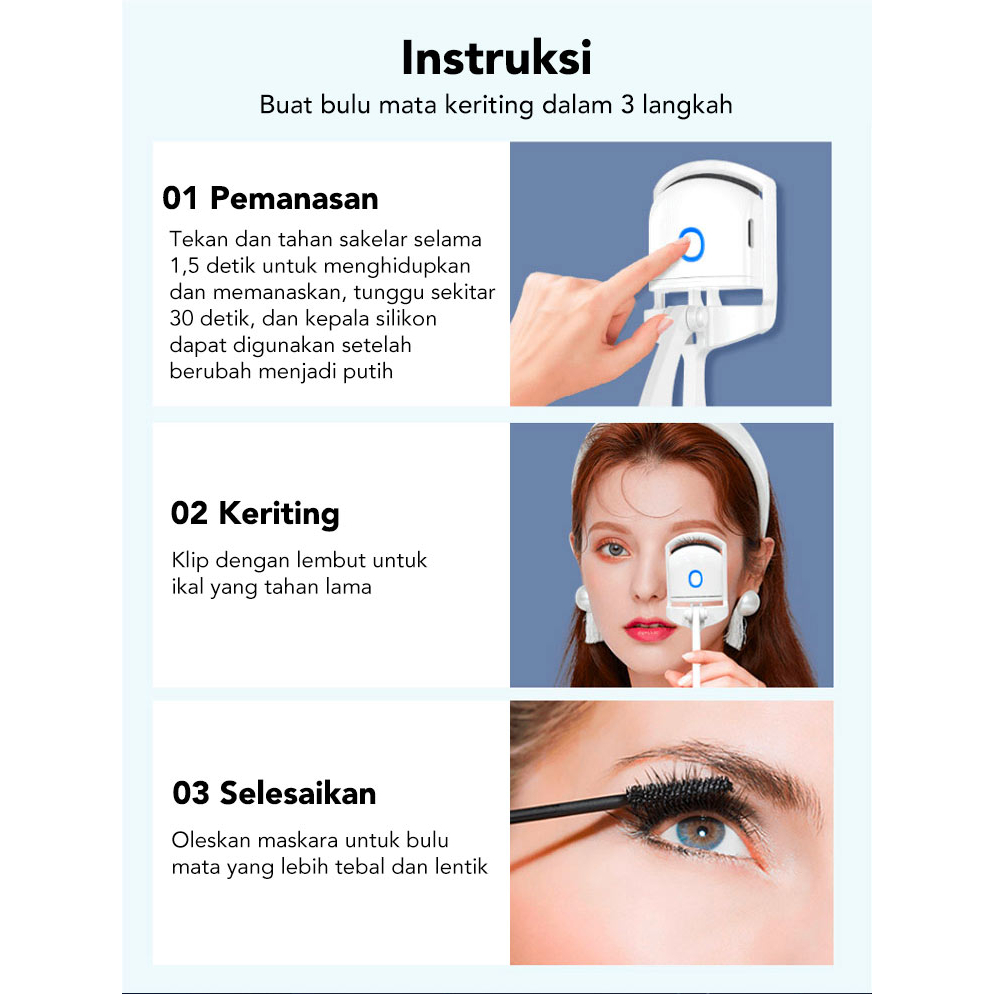 penjepit bulu mata elektrik Penjepit Bulu Mata Isi ulang USB Elektrik Eye Lash Perm Tahan Lama Bulu Mata Keriting Thermal Eyelash Curler Big Eye Curling Long-lasting Hold Penjepit Bulu Mata Elektrik  Tersedia 2 warna