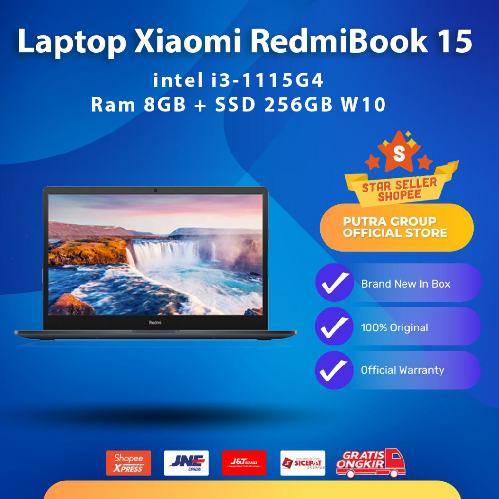 (RESMI) Laptop Xiaomi RedmiBook 15 intel i3-1115G4 Ram 8GB + SSD 256GB
