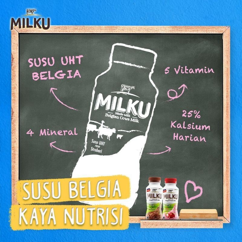 MILKU SUSU 200ML COKLAT DAN STRAWBERRY 1 DUS ISI 12 PCS [SWEETSPACE]