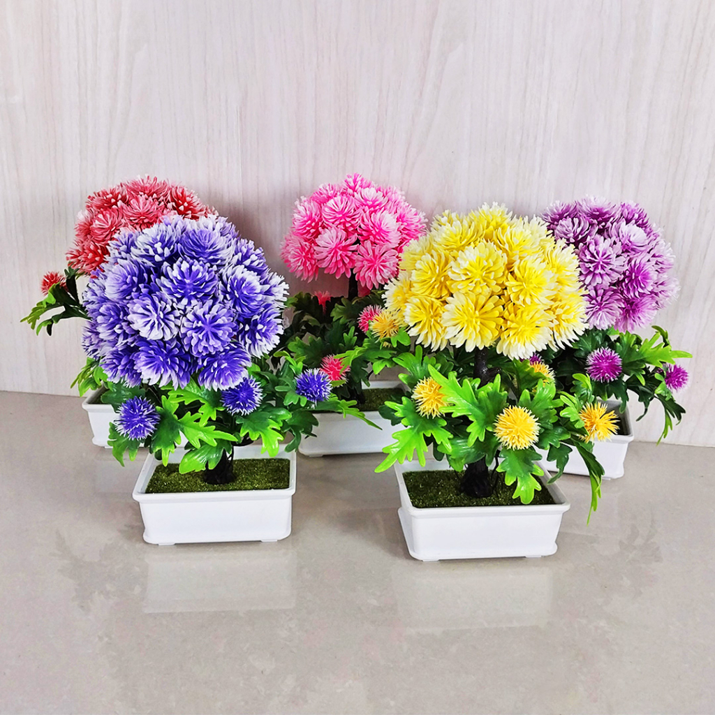 AND / COD / Pot Bunga Hias Plastik Murah Dekorasi Rumah Artifial Flowers Tanaman Bunga Hias Import PBP87