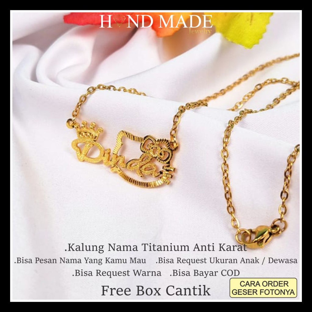 kalung nama anak perempuan kalung nama titanium anti karat kalungnama aksesoris wanita necklace titanium aksesoris fashion