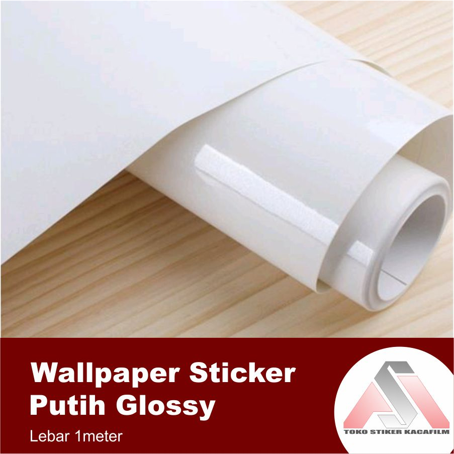 Wallpaper Walpaper Sticker Stiker Putih Polos Glossy Glos