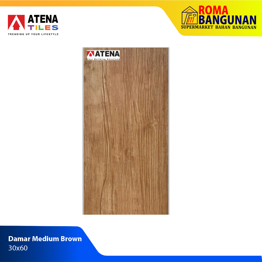 Athena Keramik Motif Kayu Damar Medium Brown 30x60