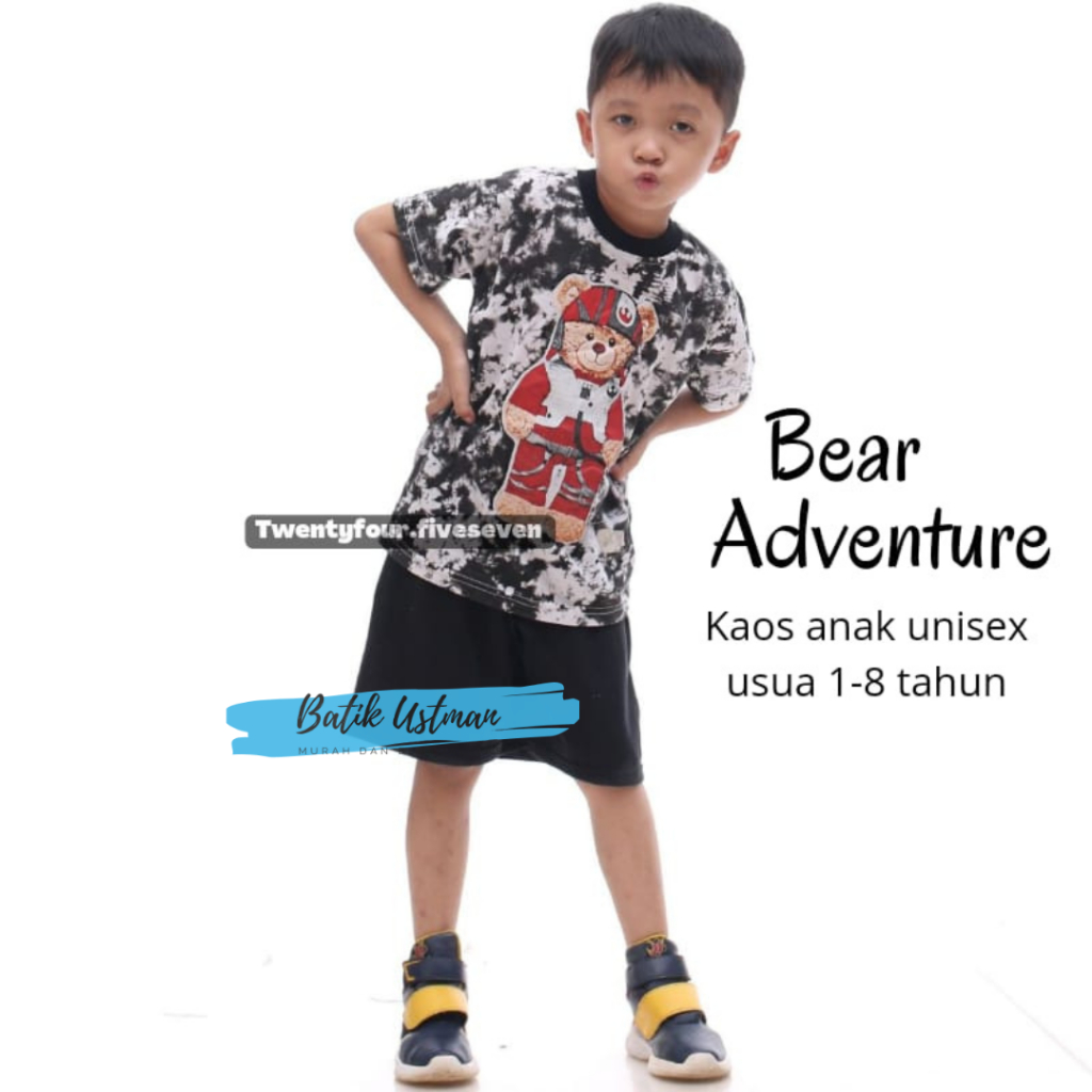 Setelan Kaos Karakter Kartun Anak Laki laki dan Perempuan Usia 1-8 Tahun Murah Terbaru Baju Teddy Bear Mc Queen Bus Truk