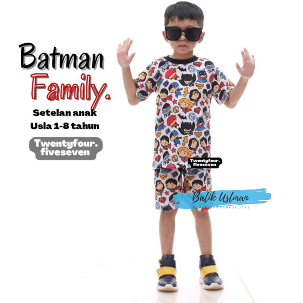 Setelan Kaos Karakter Super Hero Anak Laki laki dan Perempuan Usia 1-8 Tahun Murah Terbaru Baju Avangers Spiderman Batman Ironman