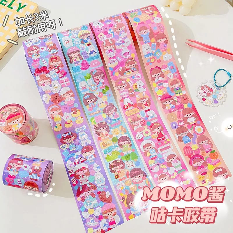 Sticker momo gliter gulung 5cm x 3m / sticker gulung / sticker aesthetic gulung / sticker waterproof / diy jurnal ST35