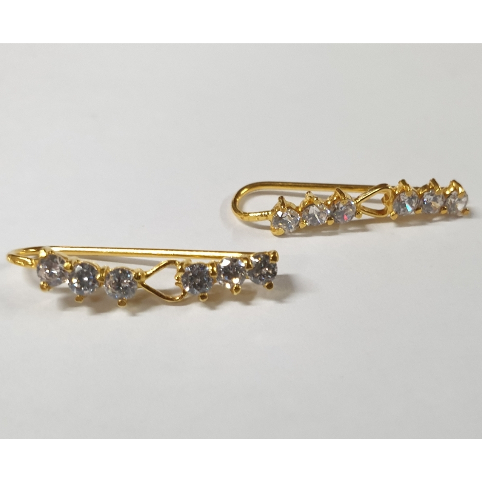 Aksesoris emas muda anting jepit panjang batu putih - 1gr