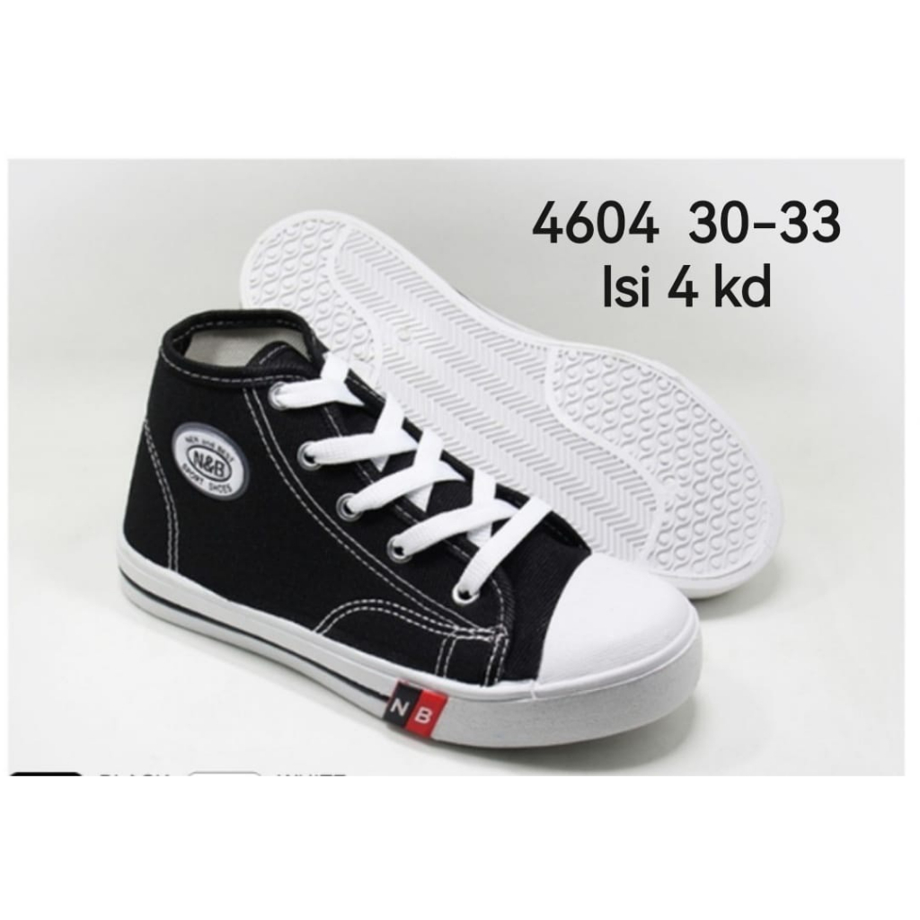 Sepatu Sneakers Boots Tali Hitam Putih N&amp;B Unisex Ukuran 30-43  / 4604 / 3608 / 1461 // 4612 / 3616 / 1462