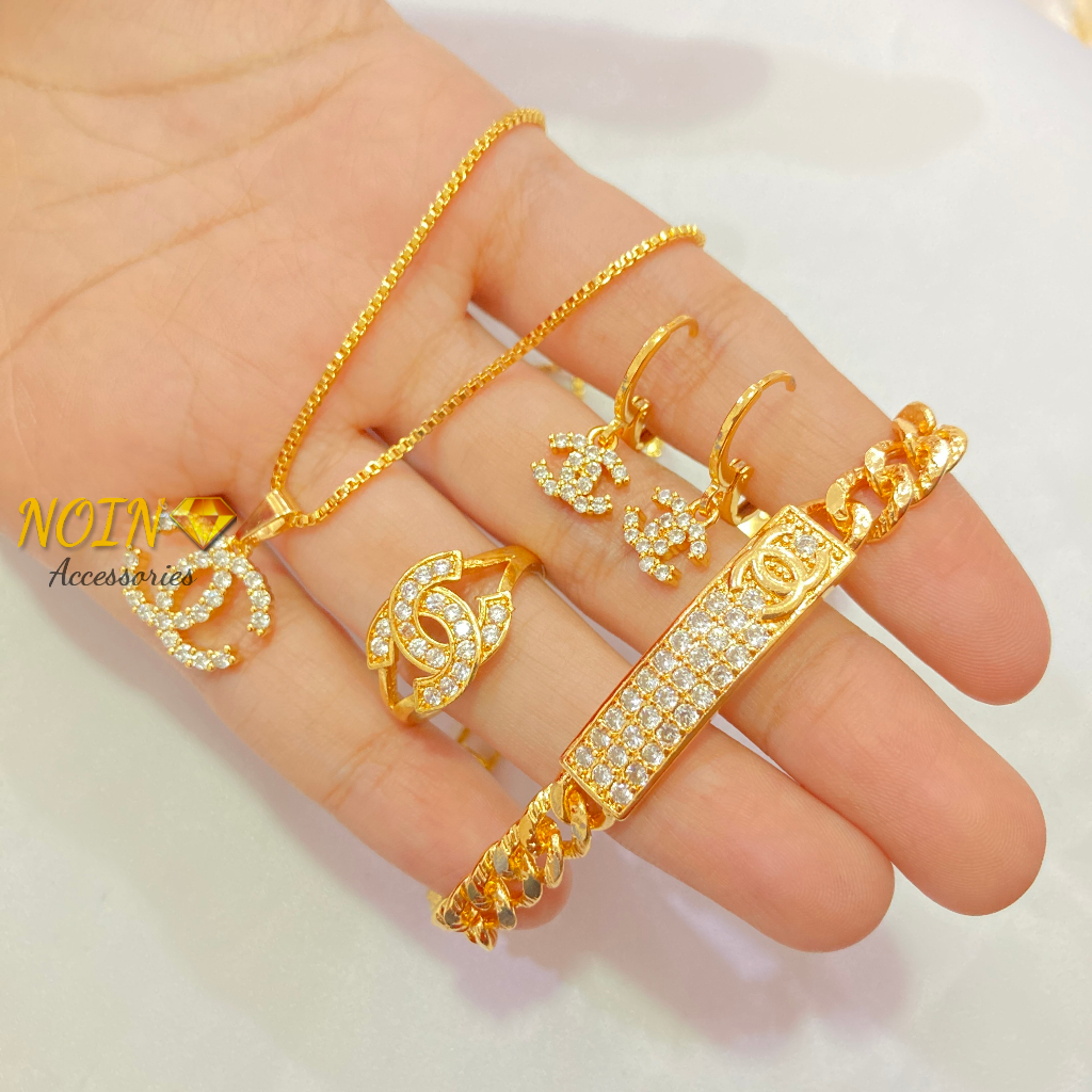 Set Perhiasan Wanita Lapis Emas Aksesoris Perhiasan 18K