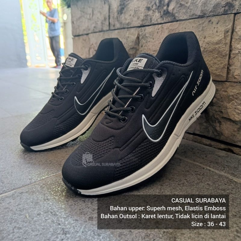 SEPATU SNEAKERS AERO SKY HITAM PUTIH SEMI OLAHRAGA RUNNING