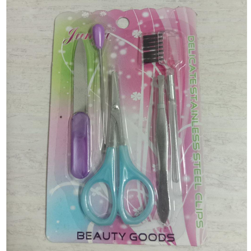 Set Gunting Kuku Manicure Set Dompet Menicure Pedicure Meni Pedi Manikur Set Perlengkapan 5 in1