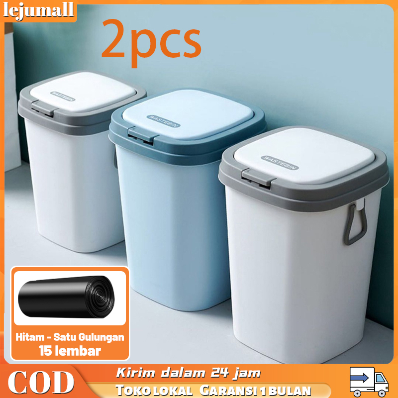 2PCS Tempat Sampah Dengan Penutup Dapur dan Kamar Mandi Tempat Sampah Tipe Press Tempat Sampah Tebal Tebal