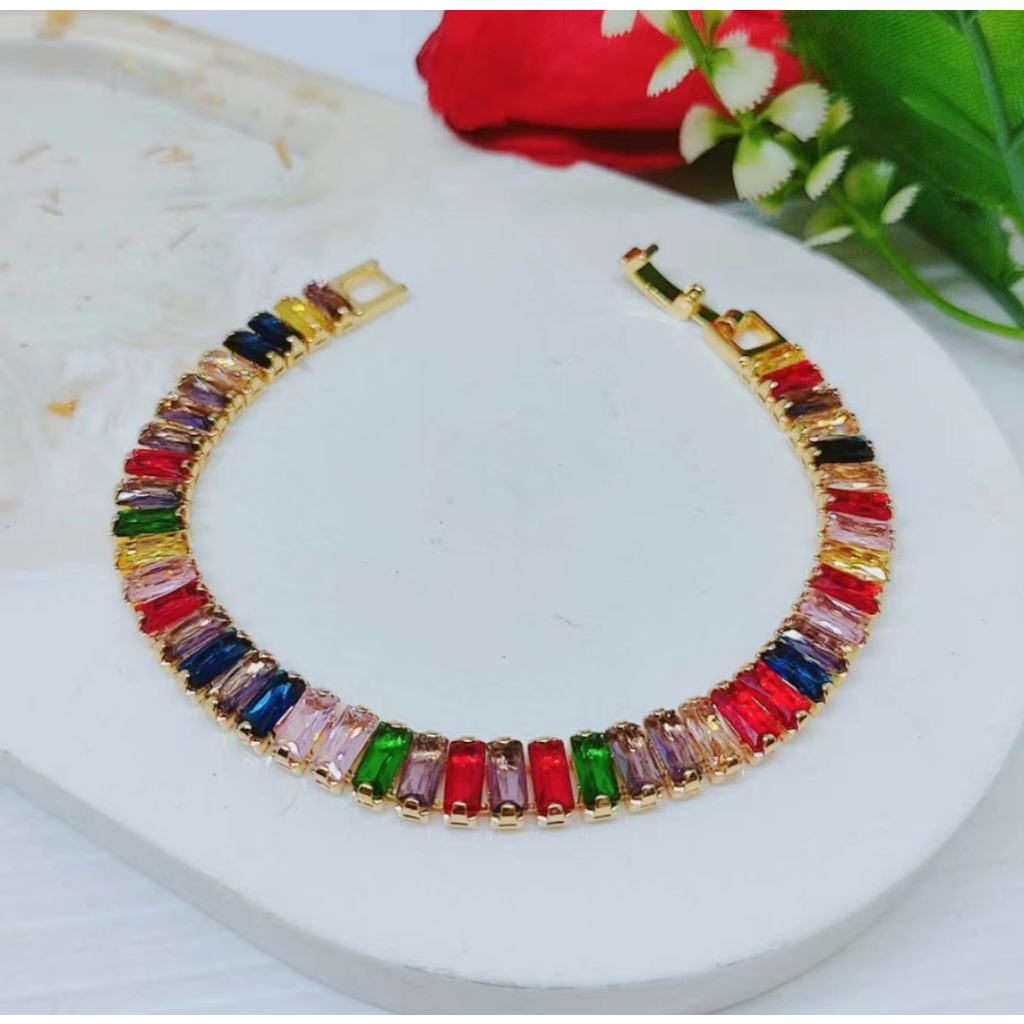 Gelang Xuping Rantai Mata Warna Warni Perhiasan Wanita Jewelry R071