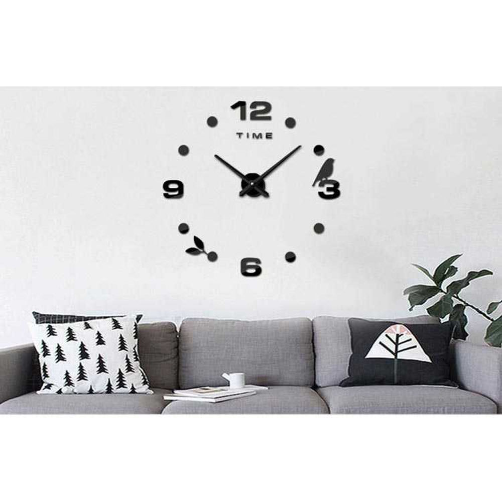 TaffHOME Jam Dinding DIY Giant Wall Clock Quartz Model Burung - DIY-06 - Black