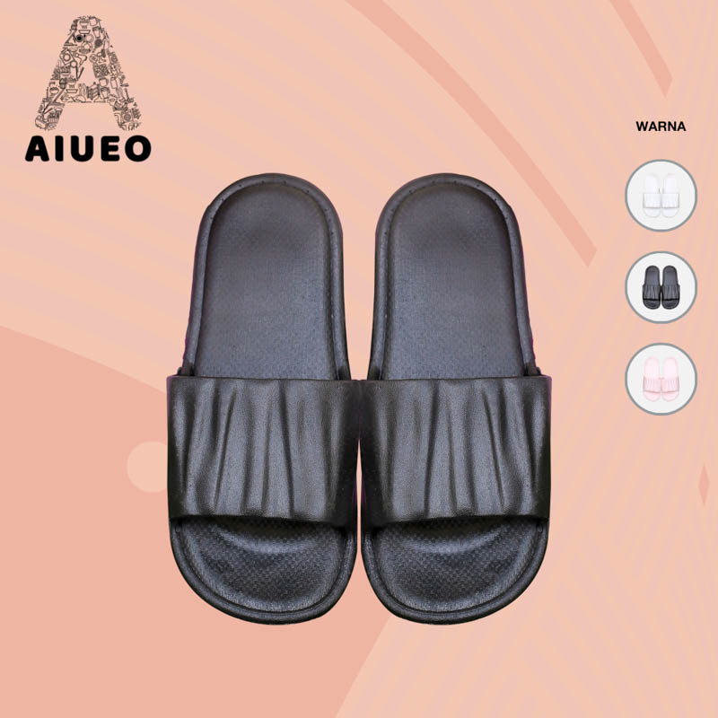 Sandal Wanita Kekinian Import Korea - Sandal Kamar Rumah Karet Kamar Mandi Empuk Anti Slip EVA 834 - Warna Hitam Pink Putih