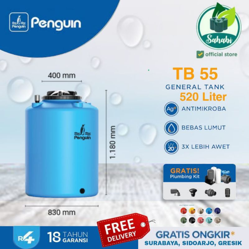 Tandon Air / Tangki Air / Toren Air PENGUIN/PINGUIN Rotamould 4 Ukuran 500 Liter 520 Liter