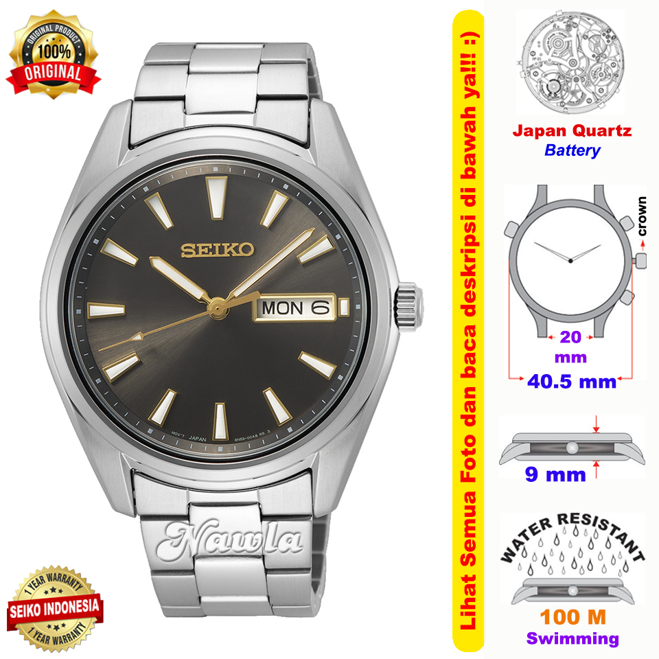 Seiko Quartz SUR343P1 Sapphire Grey - Jam Tangan Pria SUR343