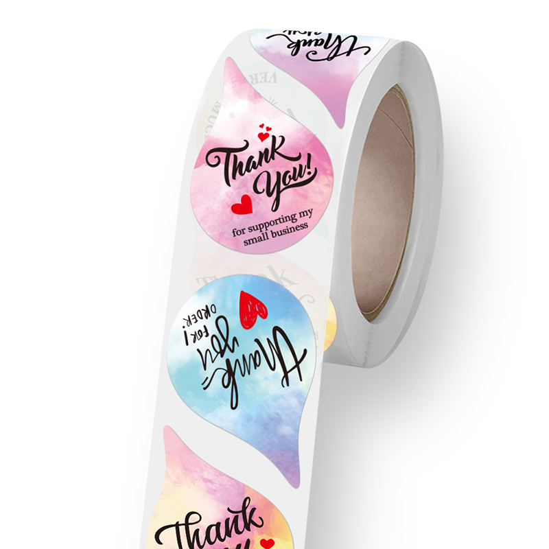 COD✨ 500 pcs warna stike sticker thank you kecil pink coklat biru putih-Yinmer