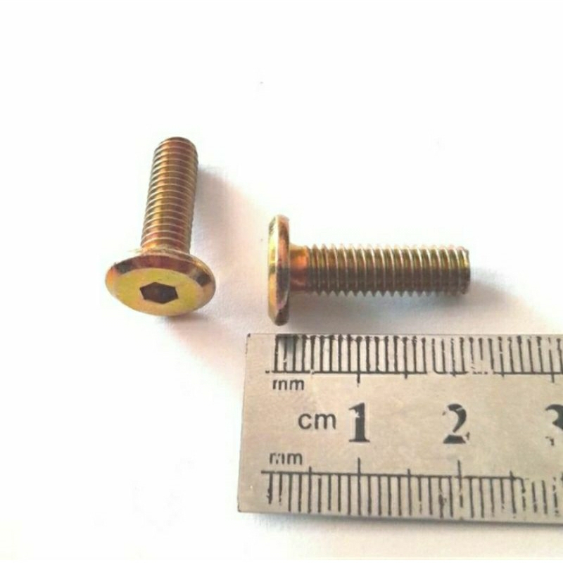 Baut JCBC m6×20 Knock down kuning/hitam