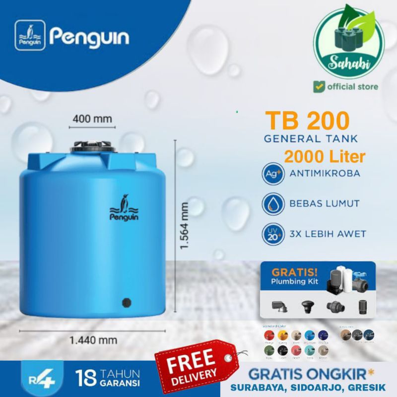 Tandon Air / Tangki Air / Toren Air PENGUIN/PINGUIN Rotamould 4 Ukuran 2000 Liter