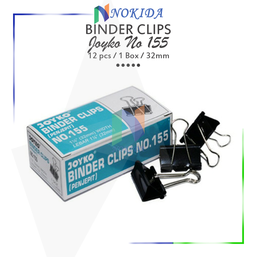 

Nokida Penjepit Kertas Klip Joyko No 155 1 Box/12 pcs / Binder Clips / Paper Clip