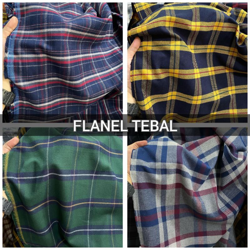 Kain Katun Flanel Kotak Tebal Kain Flanel Meteran