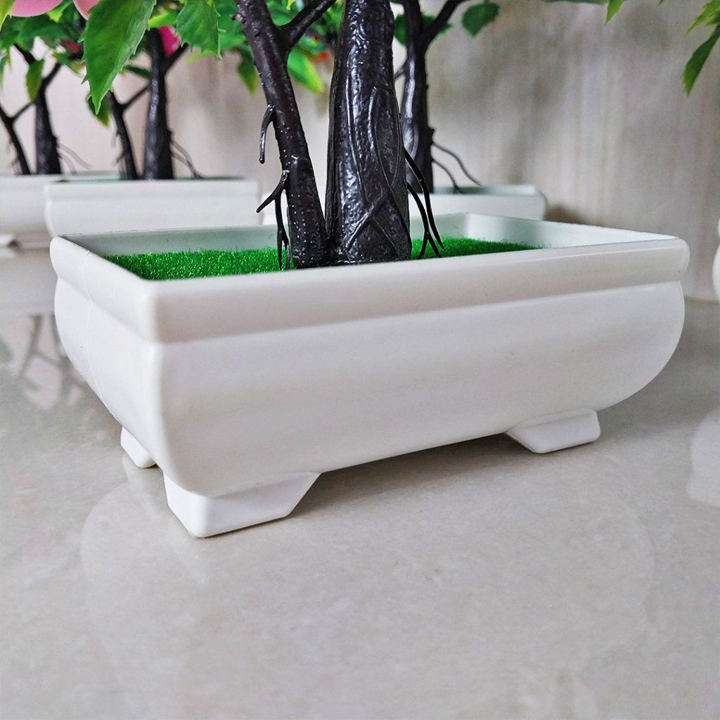 Tanaman Hias Bonsai Mawar Pot Plastik Dekorasi Ruangan Artificial Flower Plant Rose Potted Bonsai Office Garden Desktop Ornament Decor PBP134 Azgalery