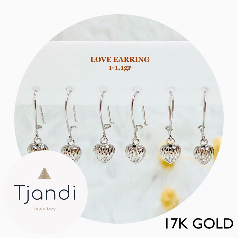 Anting Kawat Love Emas Putih 17K