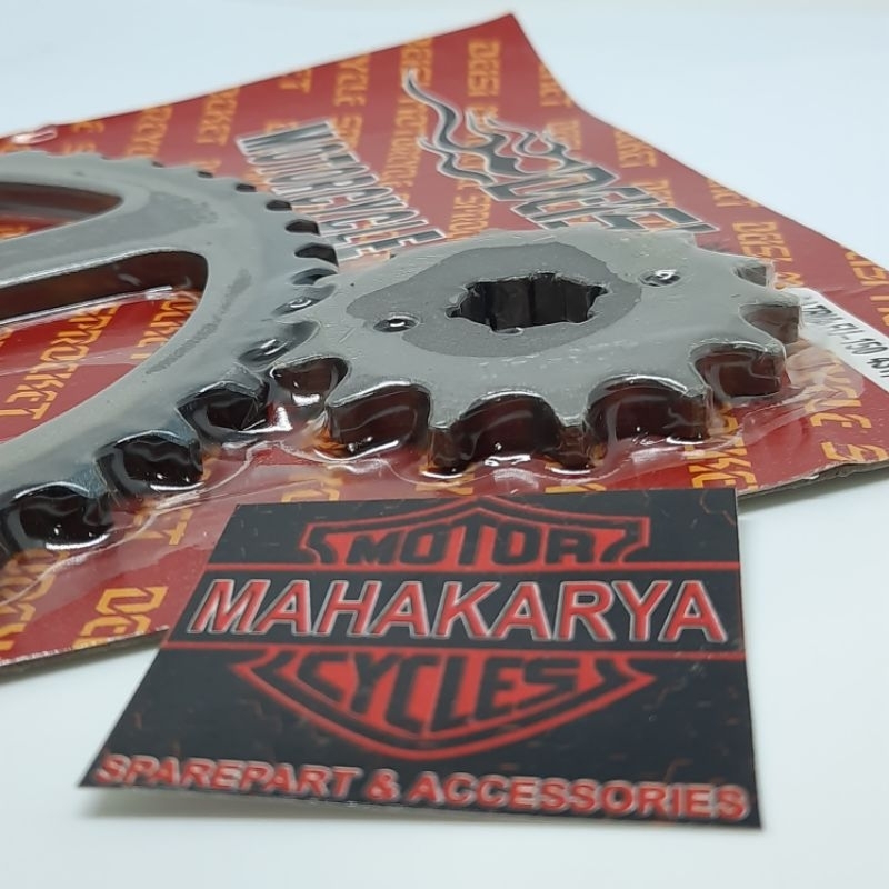 GEAR PRESS GIR SET DEPAN BELAKANG SATRIA FU 150 14T/43T 2013 KEBAWAH BARONG BELALANG