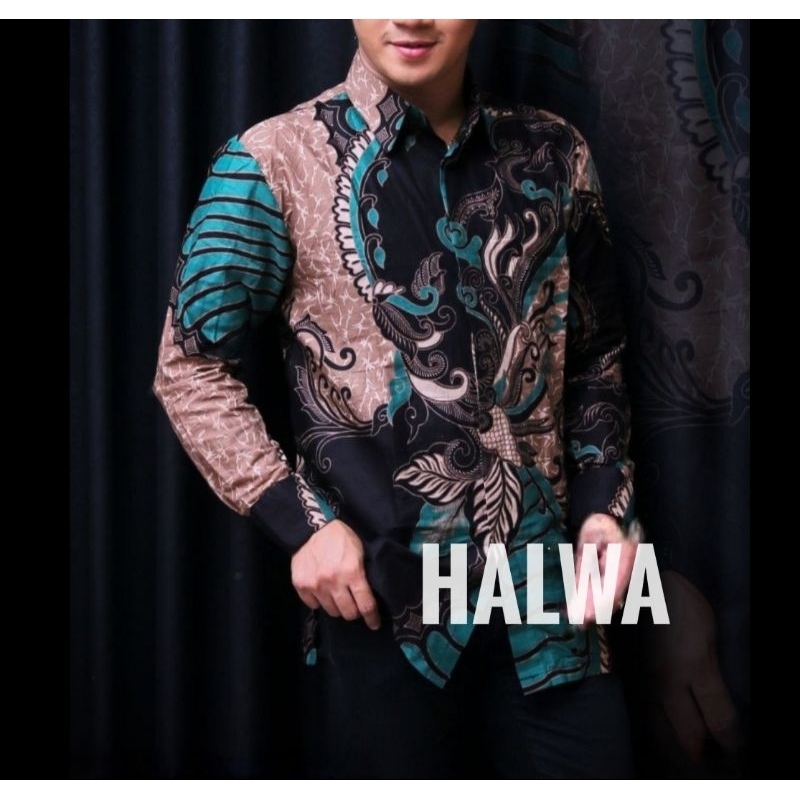 Batik pria kemeja batik lengan panjang m l xl xxl terlaris warna hijau sage mint