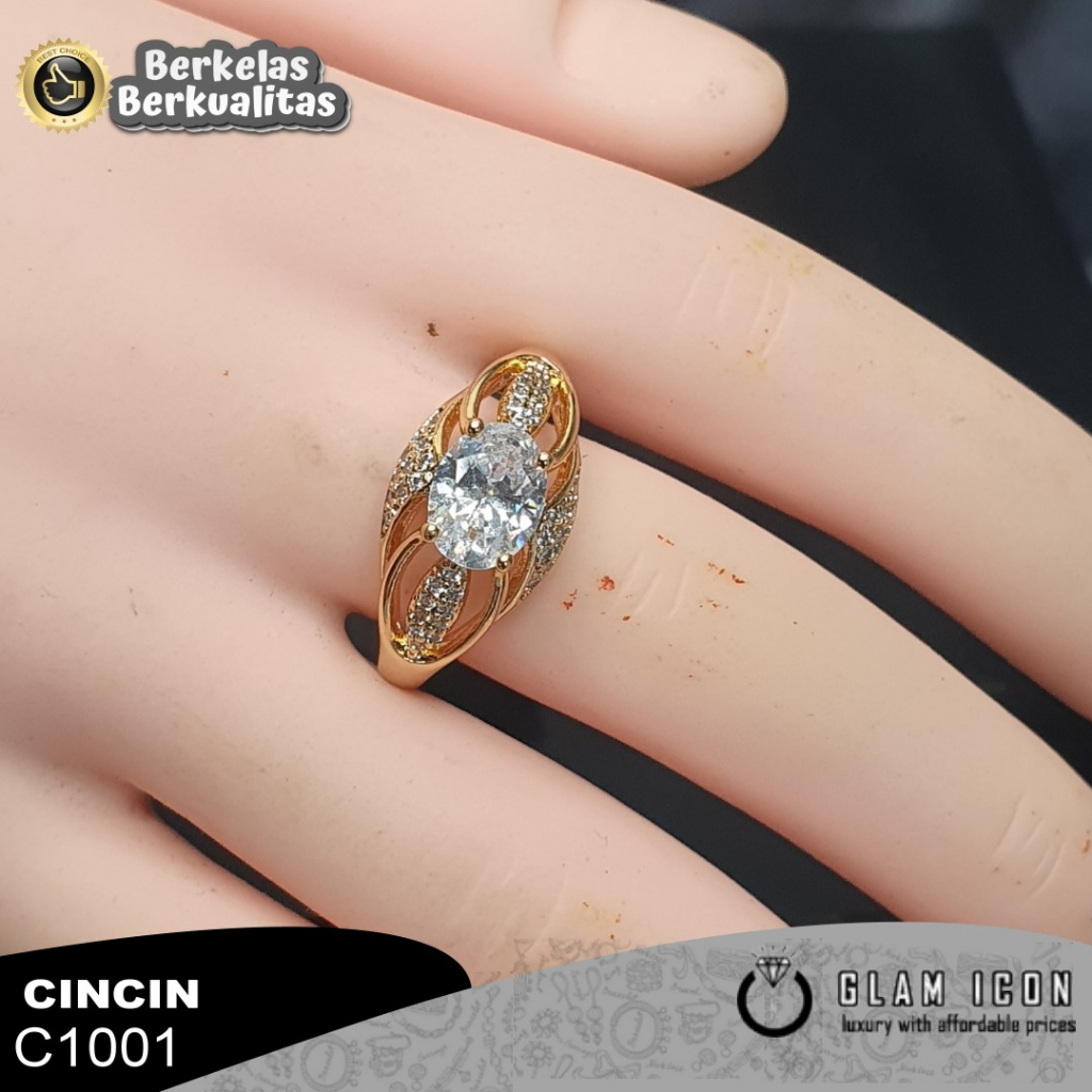 Cincin Wanita Motif Mahkota Mata Satu kll mata pasir C0691 CCG