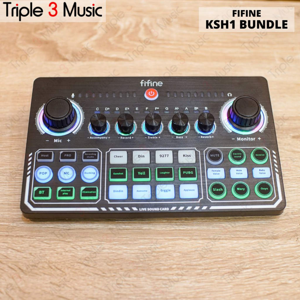 FIFINE KSH1 Live Streaming Bundle Mixers Soundcard | Paket Podcast