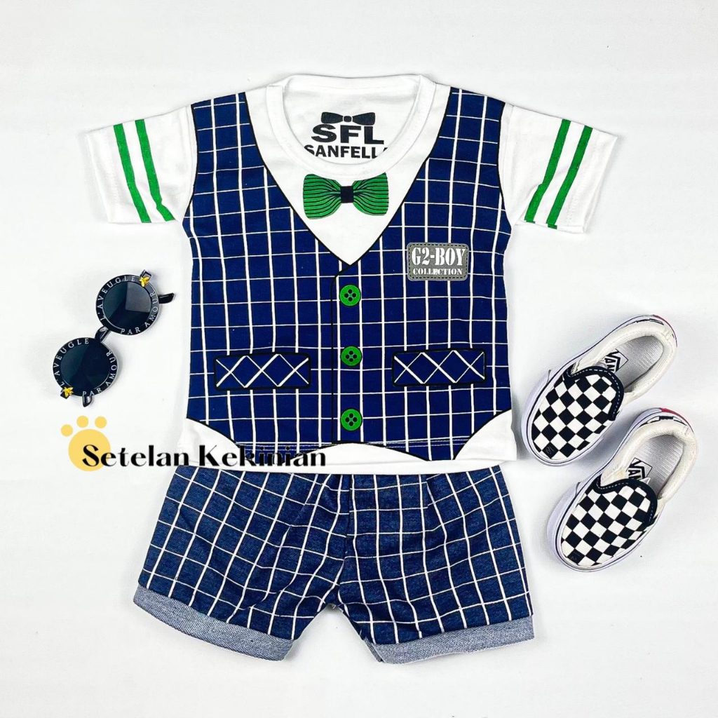 [ROMPI SERIES] Setelan Anak Laki Laki 0-1Tahun Set Baby Boy Newborn Kado Akikah Kaos Katun Lembut Murah Adem