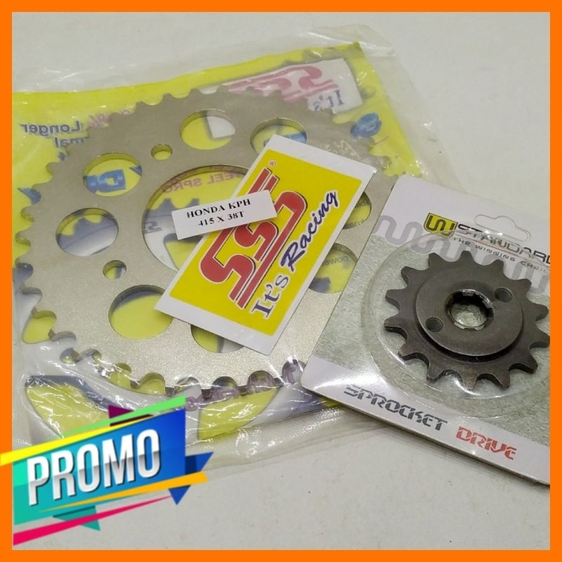 [SSS WStandarts] Paket Gear Depan Belakang Racing 415 38T Silver Karisma Kirana Supra X 125 Old New 