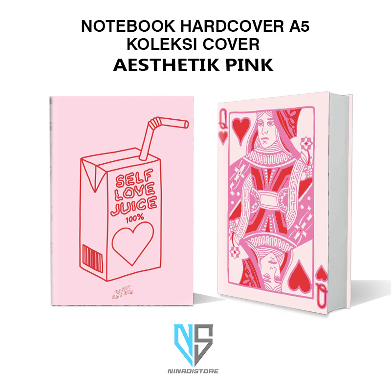 

Buku Ukuran a5 Pocket Book/Notebook Hardcover A5 isi polos dan garis Gambar cover aesthetik pink