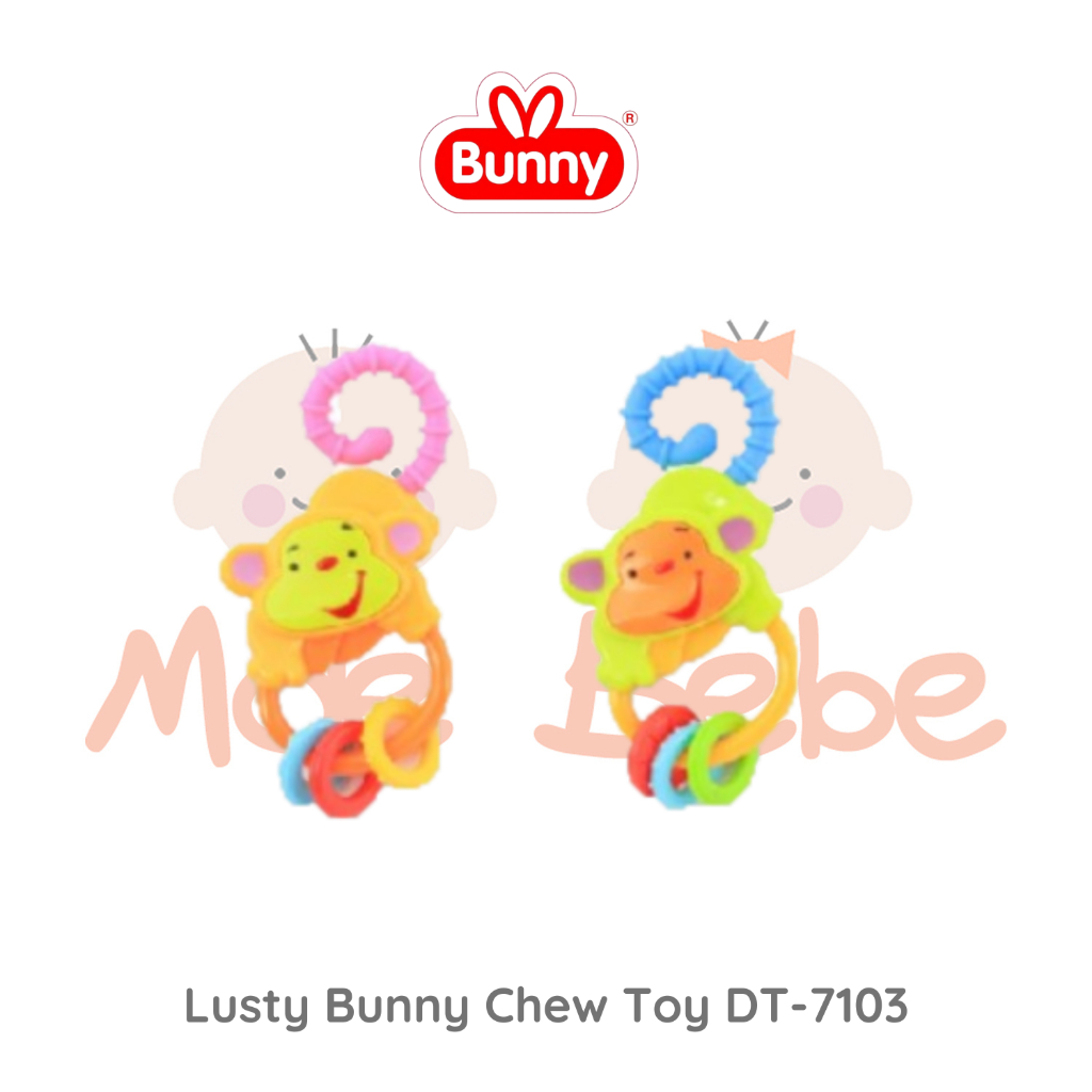 Lusty Bunny Chew Toy Monkey Rattle Teether Mainan Gigitan Bayi DT-7103