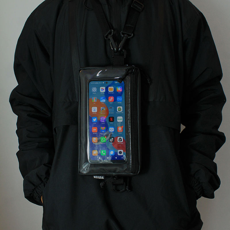 ZARO Clutch Hand Bag Orange Black Multifungsi Bahan Bimo Nilon Waterproof