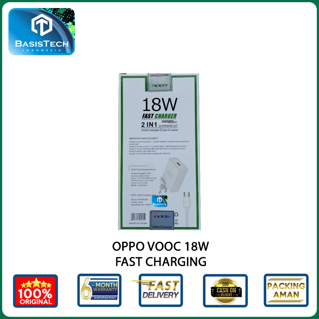 CHARGER OPPO 18W MICRO USB V8 TYPE-C FAST CHARGING ORIGINAL QUALITY