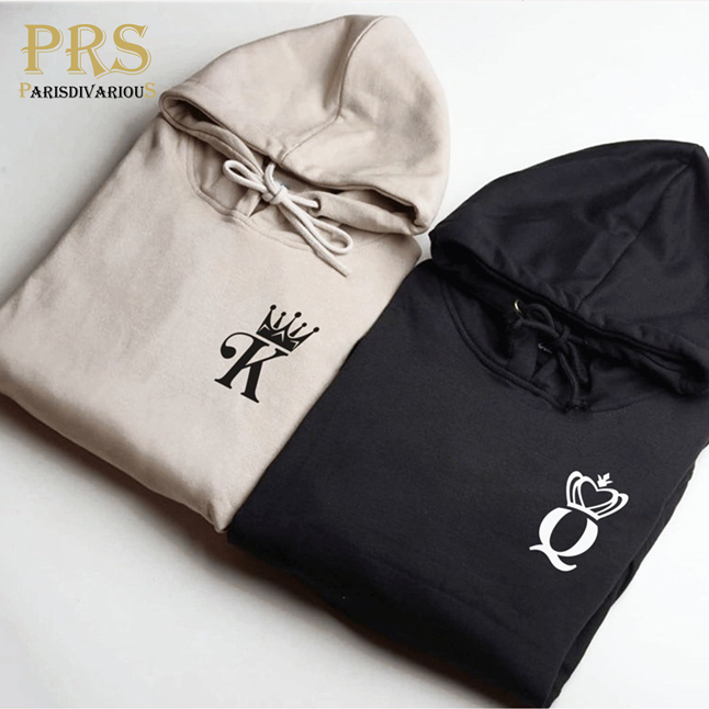 Parisdivarious Sweater Hoodie Jemper King Queen Fleece Size S - XXL(Pria &amp; Wanita)