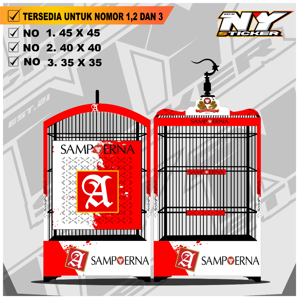 Stiker Decal SANGKAR KOTAK - Dekal Sangkar Burung Kotak Ebod Kosan Desain 021