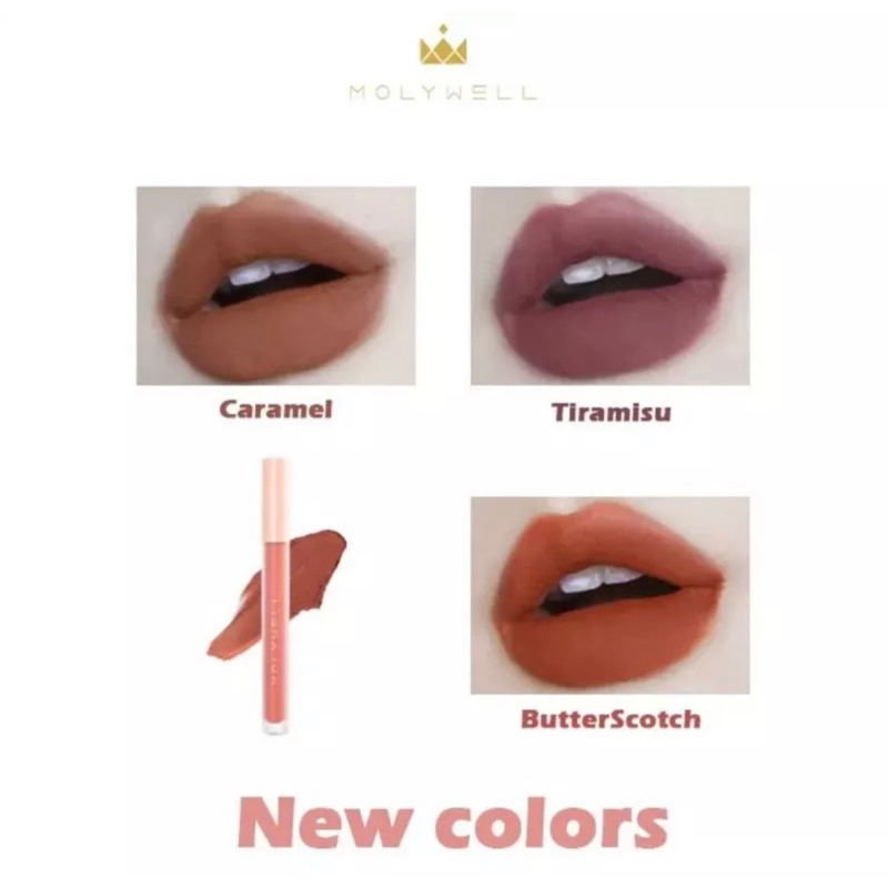 Molywell Dazzle Longlasting Lip Tint Tahan 48 Jam | Molywell Lip Cream Stay Matte Lip Color Long Lasting