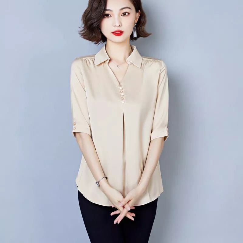 Hara Shirt Grande Atasan Kemeja Wanita Casual Korea Pastel Top Fashion Design Baru